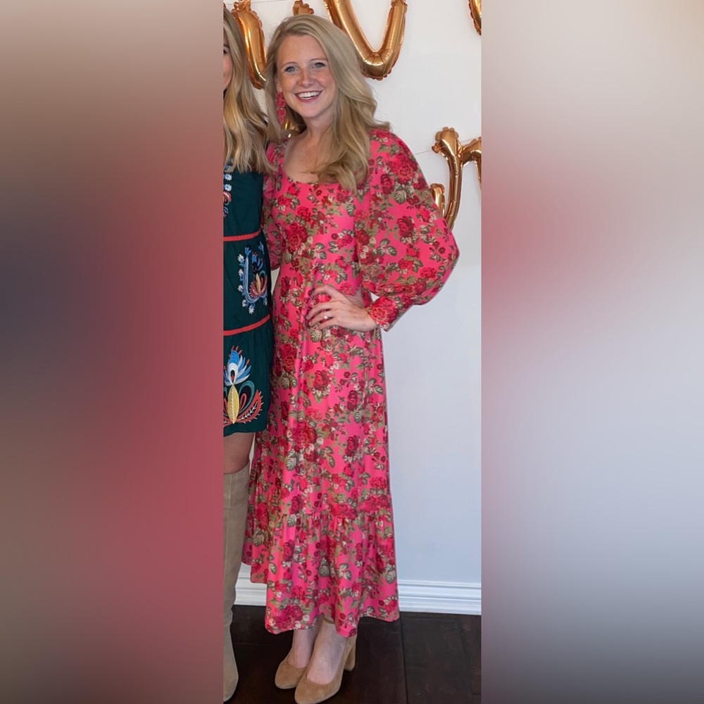 Smith and Quinn Midi Dress with bubble Sleeves